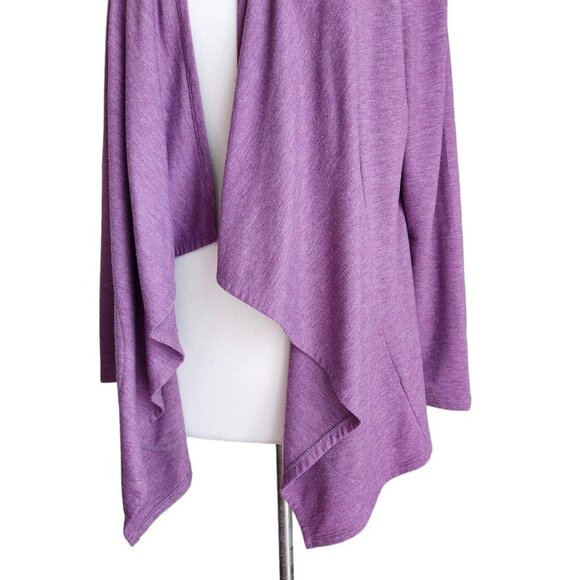 LOGO Lounge Lori Goldstein Open Front Waterfall Cardigan Jacket Size M Purple - Picture 3 of 12